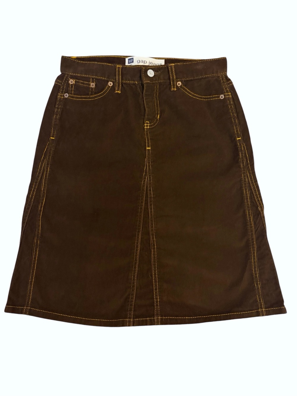 Vintage Gap Y2K Dark Brown Corduroy Grunge Indie Boho Skirt FLAWS